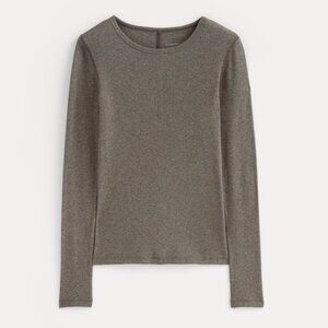 EVERLANE Women's Luxe Rib Long-Sleeve Crew Neck Sweater in Heathered Fatigue XL